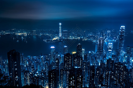 从太平山顶看香港夜景图片
