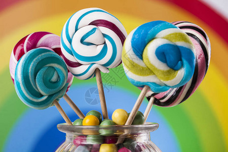 彩色糖果棒糖和口香糖图片