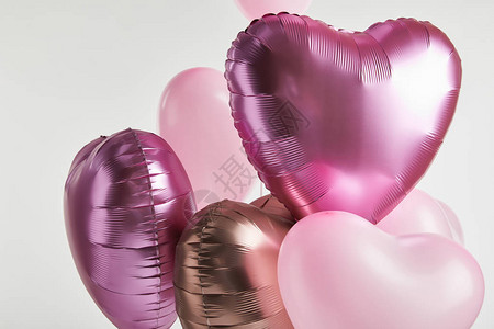 粉红和的心形气球图片