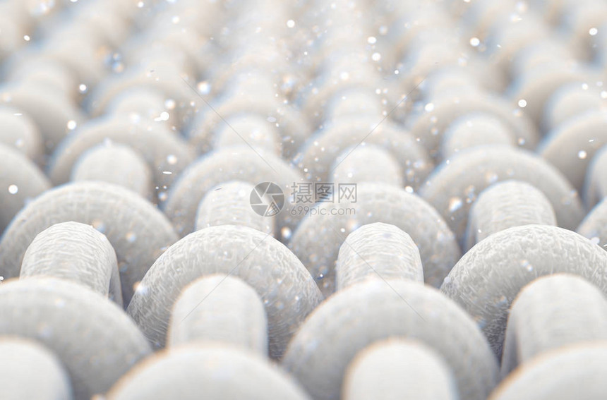 近视简单编织纺品和可见的空气中尘粒的微缩镜层图片