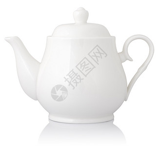 白瓷茶壶在白色的剪切图片