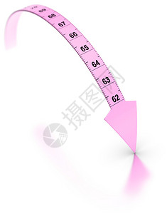 极端用箭头测量塑料胶带白底面有粉色图片