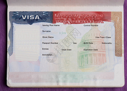 护照页上的空白美国签证空签证进入图片