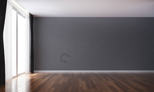空荡的客厅和灰色的油漆墙背景背景图片