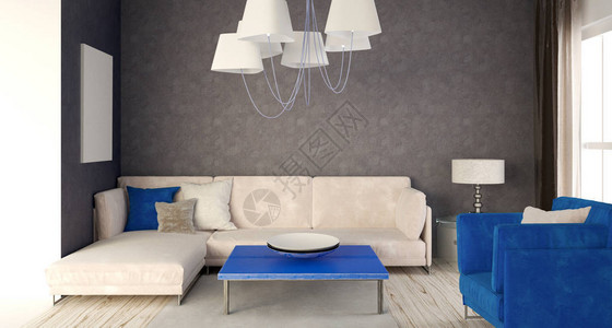 以沙发和客厅的现代风格将室内墙壁堵上图片