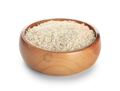 白色背景上的白米饭碗图片