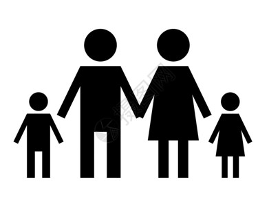 孤立在白色背景上的黑色家庭标志图片