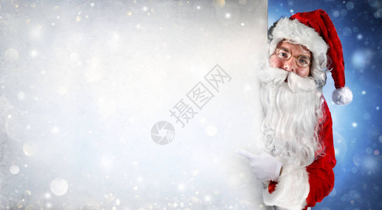 SantaClausHoldingBlankBanner圣诞老人图片