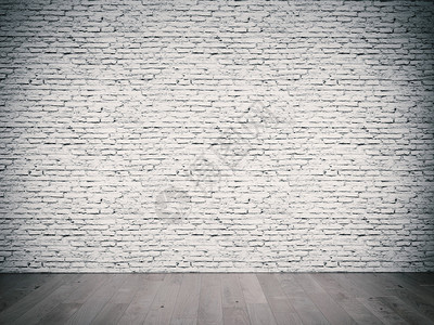有白色砖墙和木地板的室内房间图片