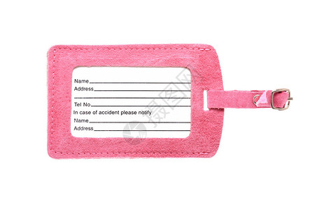 孤立的粉红色行李标签背景图片