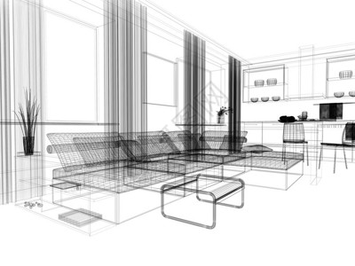 现代白色客厅背景图片