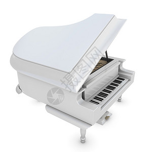 白色背景上的白色三角钢琴3d渲染图像图片