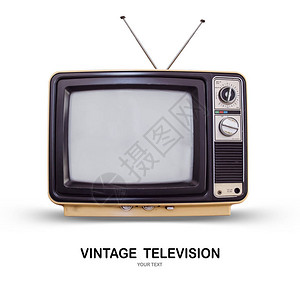 旧电视旧的复古电视机在白色背景和剪切背景图片