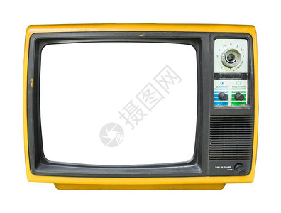 白色带框架屏幕分离器的老旧电视图片