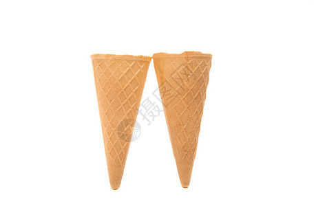 冰淇淋蛋卷饼杯空白在白色背景图片