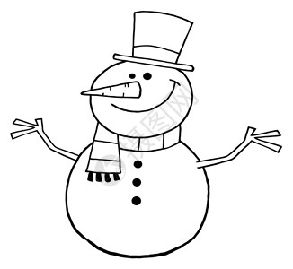 概述了友好的雪人卡通人物背景图片