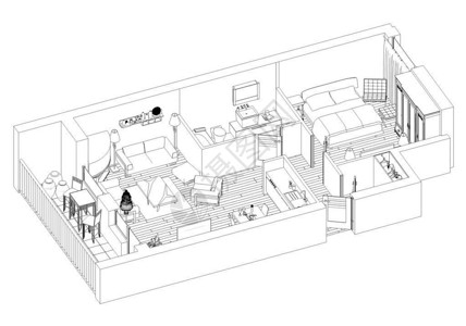 在白色背景上绘制公寓平面图图片