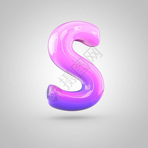 有光泽的粉红色和紫色渐变漆字母S大写气泡扭曲字体的3D渲染图片