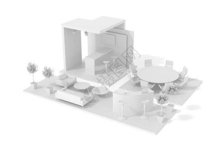 白色3d贸易亭模型图片