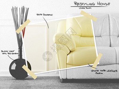 护墙板光化白色室内舒适的皮革沙发用于插画