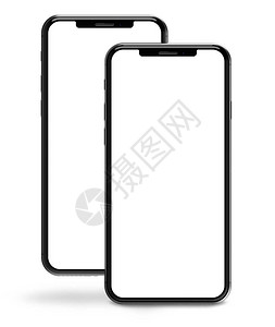 三黑粥空白屏幕的黑智能手机在白色背景上隔插画