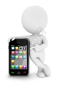 3d白色智能手机孤立的白色背景图片