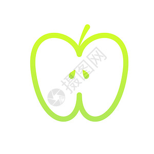 青苹果轮廓的简单图解背景图片