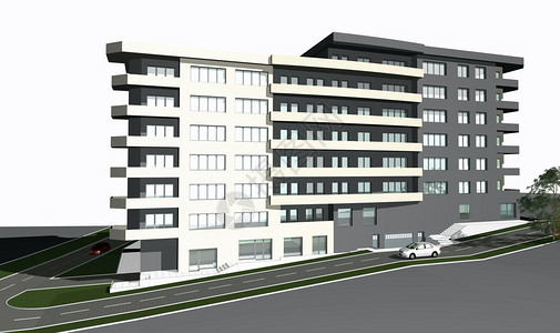 3D将现代住宅建筑变成白背景图片