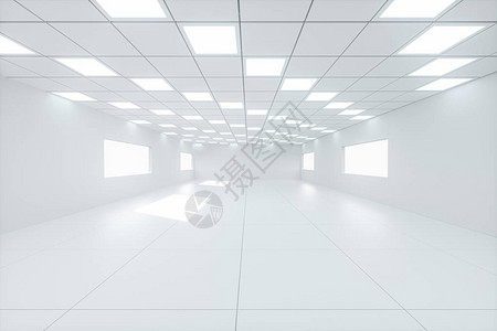 白色宽敞的房间白色背景3D翻譯电脑数图片