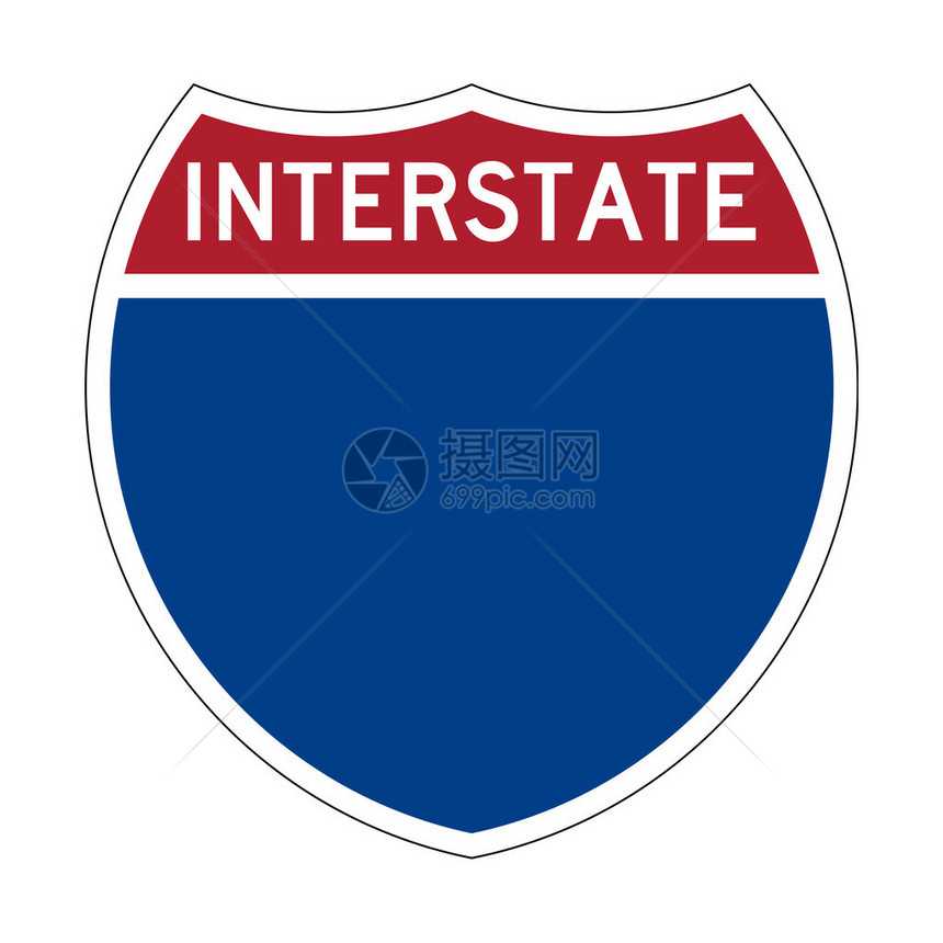 空白或空的美国州际公路标志或盾牌在白图片