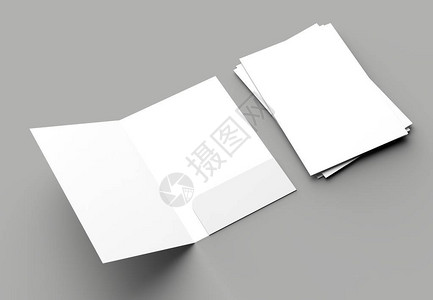 大小的单口袋强化文件夹模拟灰色背景上的孤立背景图片