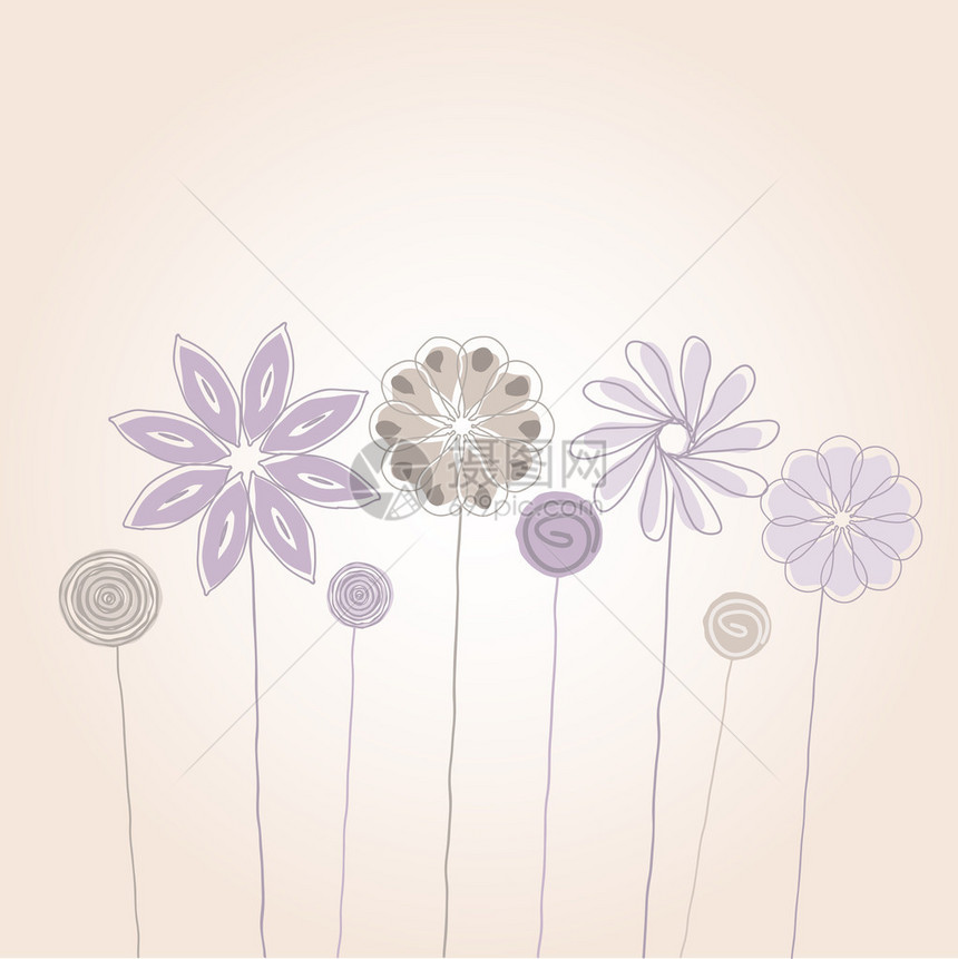 使用白色背景的素描样式绘制花朵图片