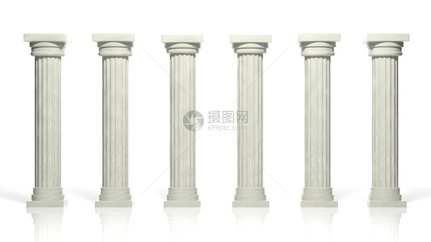 古老的大理石柱在一排与白图片