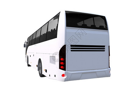 旅游巴士后视图插白色旅游巴士的3D渲染图片