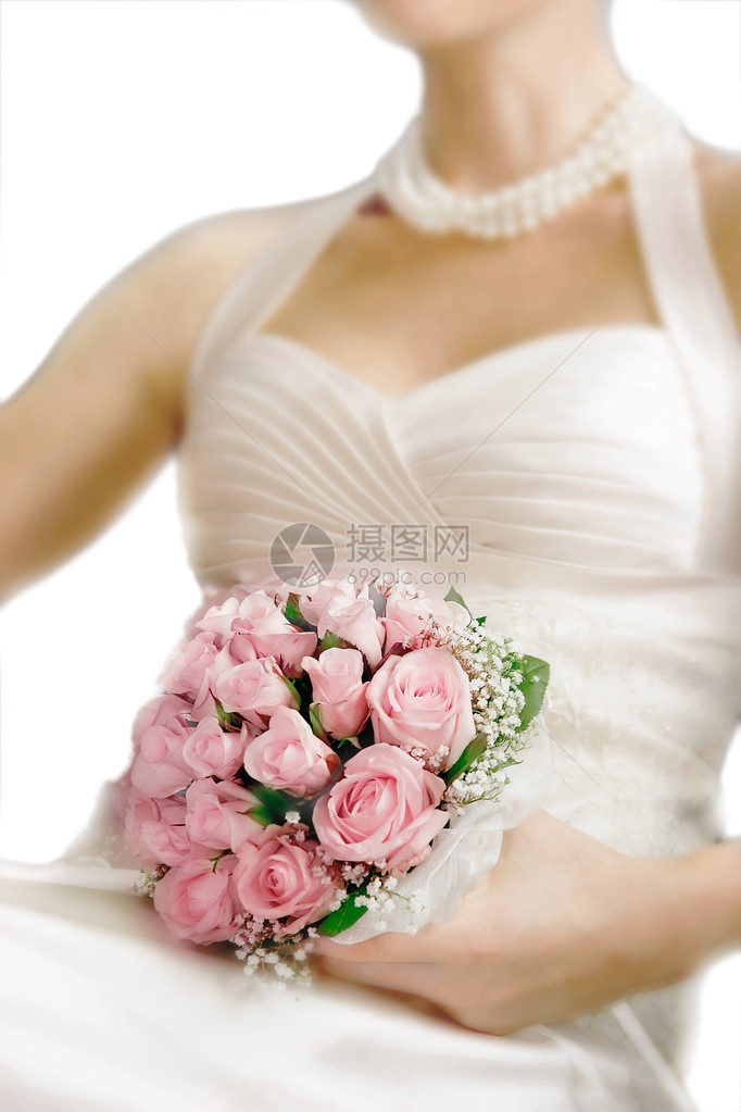 婚礼花束在新娘的手中图片