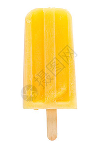 自创冰棒用新鲜的芒果和橙色切片反对白色背景高清图片