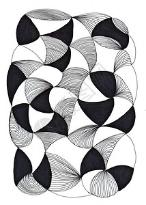 线条抽象画曲线的黑白画图片