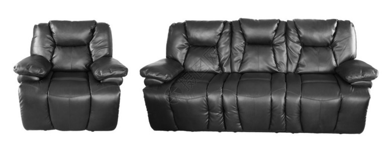纯色背景中的黑色椅子和沙发背景图片