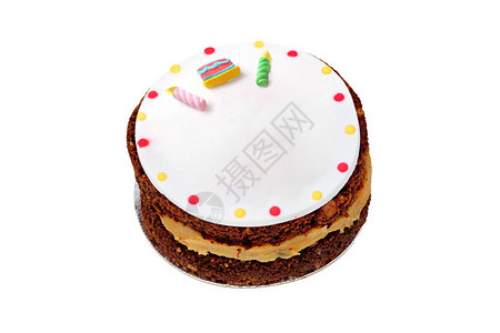 白背景上的空白生日蛋糕背景图片
