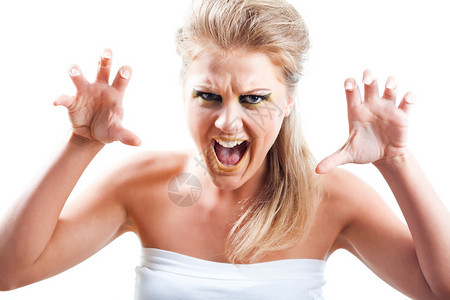 愤怒和沮丧的女人的肖像图片
