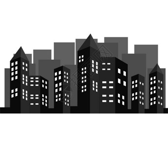 城市和摩天大楼的剪影图片