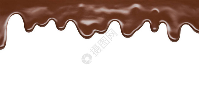 白色背景上融化的巧克力图片