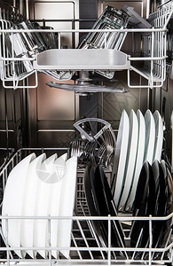 在现代洗碗机中清洁餐具图片