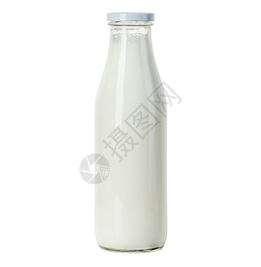 孤立在白色背景上的一瓶牛奶图片