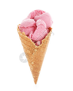 与美味的草莓冰淇淋和白背景图片
