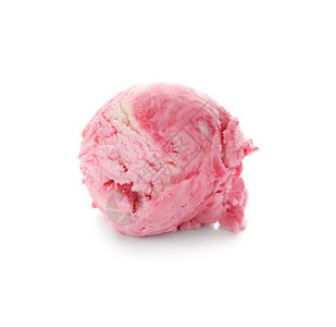 白色背景上的草莓冰淇淋球图片