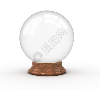 白色背景上水晶球的3d渲染插图背景图片
