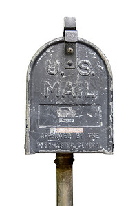 老式旧美国邮政信箱的隔离图片