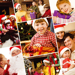 家庭儿童和的聚居象征着圣诞图片