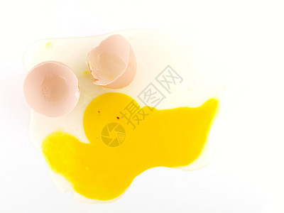 白底蛋壳和蛋黄图片